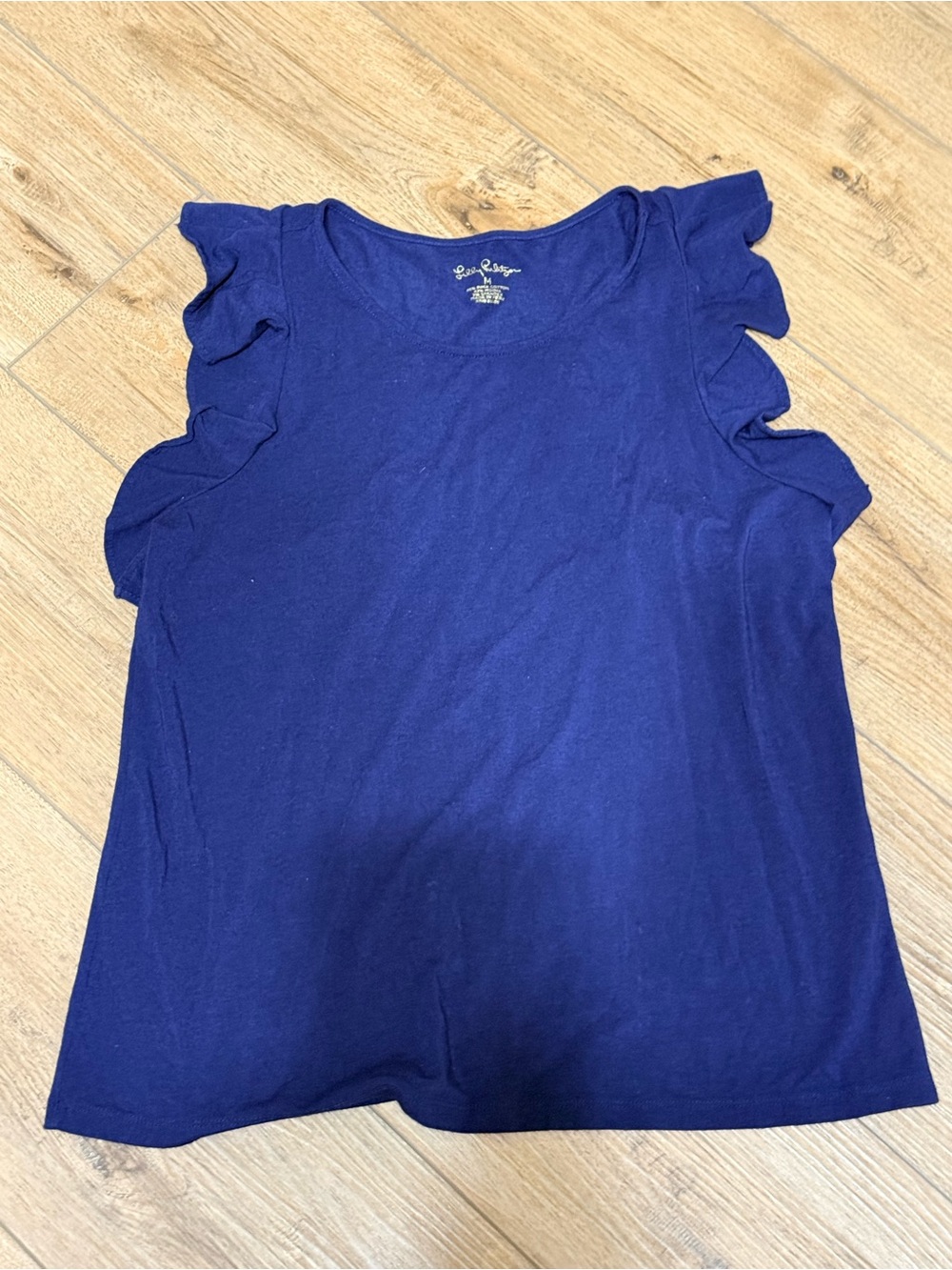 Lilly Pulitzer Navy Ruffle Sleeve Tank Top